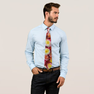 Vibrant Mixed Colour Roses Floral Tie