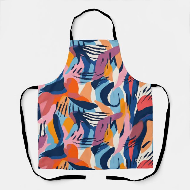 Vibrant Modern Abstract Shapes Pattern Apron (Front)