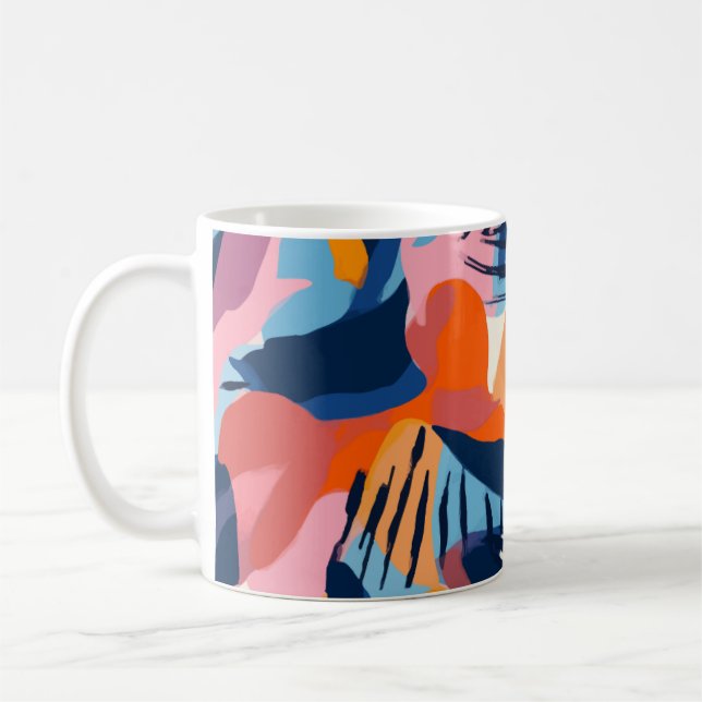 Vibrant Modern Abstract Shapes Pattern Coffee Mug (Left)