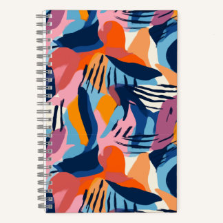 Vibrant Modern Abstract Shapes Pattern Notebook