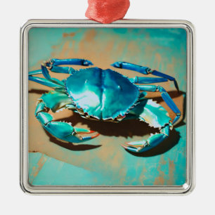 Vibrant modern  blue  crab  metal tree decoration
