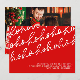 Vibrant Modern Christmas Ho Ho Ho Photo Holiday Card