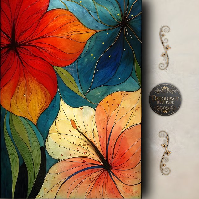 Vibrant Modern Floral Decoupage Tissue Paper (Vibrant Modern Floral Decoupage Tissue Paper)