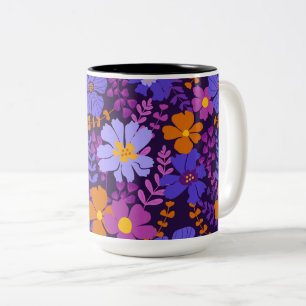 Vibrant Modern Flower Two-Tone Coffee Mug