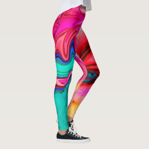 Vibrant Modern Marble Watercolor Leggings