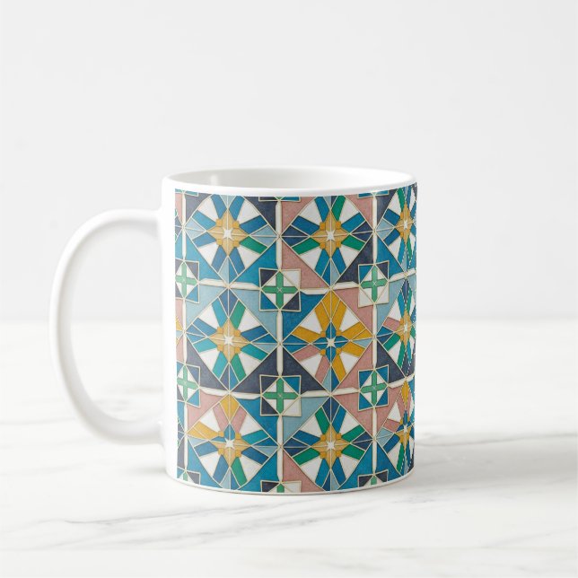 Vibrant Modern Moroccan Zellige Tile Pattern Coffee Mug (Left)