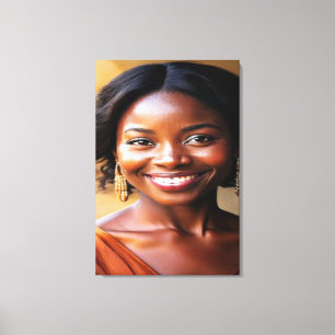 Vibrant Modern Portrait of a Smiling Woman Canvas Print