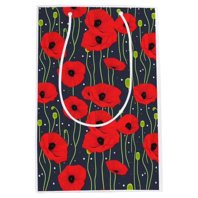 Vibrant Modern Red Poppies Pattern Art Medium Gift Bag (Front)