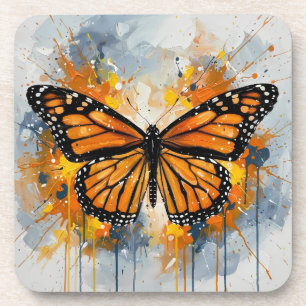 Vibrant Monarch Butterfly Drink Coaster