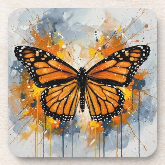 Vibrant Monarch Butterfly Drink Coaster