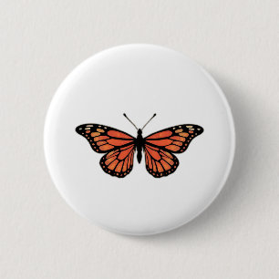 Vibrant Monarch Butterfly Illustration on Light Ba 6 Cm Round Badge