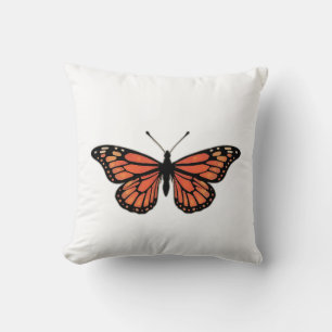 Vibrant Monarch Butterfly Illustration on Light Ba Cushion