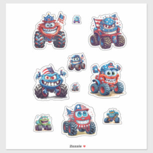 Vibrant Monster Truck Sticker Sheet