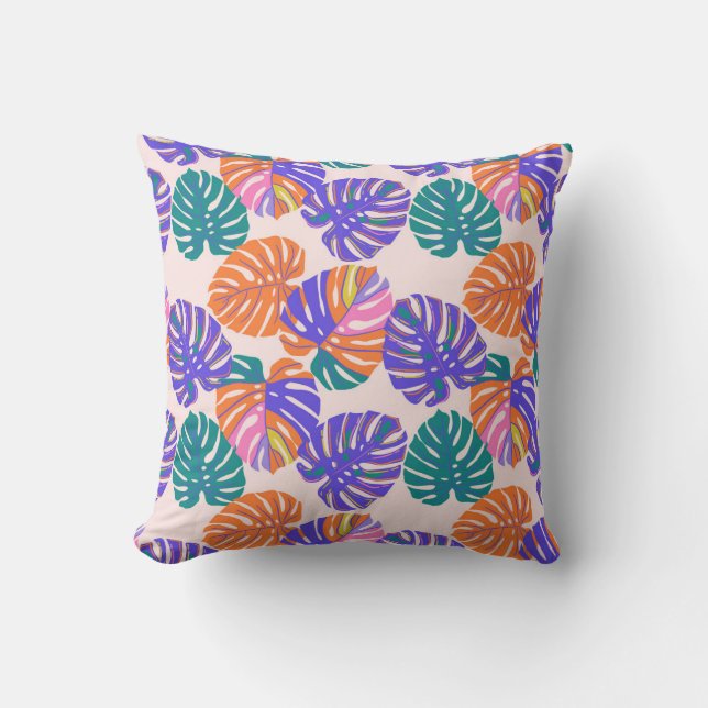 Vibrant Monstera Medley Cushion (Front)