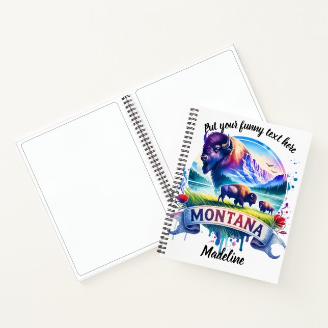 Vibrant Montana's beauty and wildlife in watercolo Notebook (Inside)