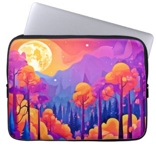 Vibrant Moonlit Forest Laptop Sleeve