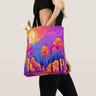 Vibrant Moonlit Forest Tote Bag