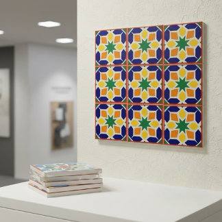 Vibrant Moroccan Geometric Ceramic Tile Blue