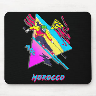 Vibrant morocco ski skier skiing adventure graphic mouse mat