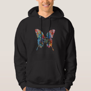 Vibrant Mosaic Butterfly Art Lovers Hoodie