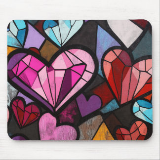 Vibrant Mosaic Hearts Mouse Mat