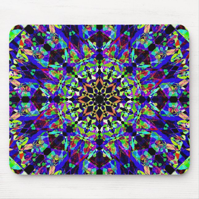 Vibrant Mosaic Mandala Mouse Mat (Front)