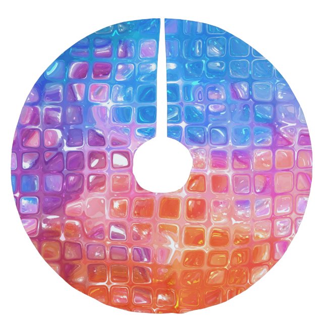 Vibrant Mosaic: Multicolored Abstract Background Brushed Polyester Tree Skirt (Front)