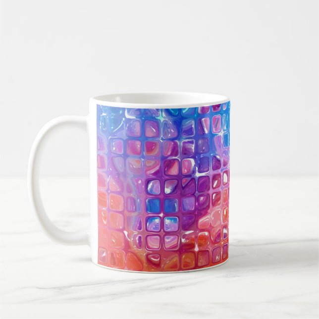 Vibrant Mosaic: Multicolored Abstract Background Coffee Mug (Left)