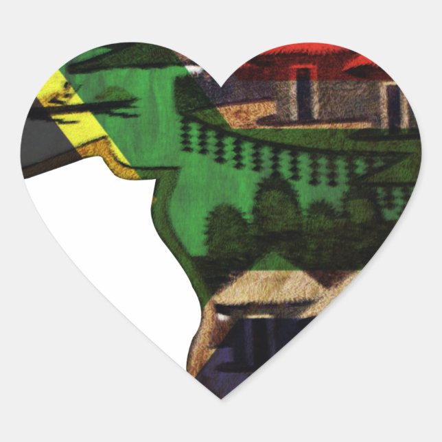 Vibrant Mosaic of Africa: Decorative Pattern Art  Heart Sticker (Front)