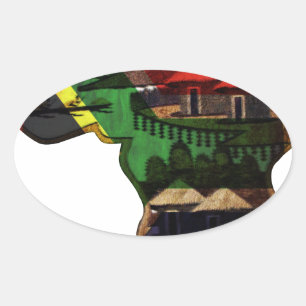 Vibrant Mosaic of Africa: Decorative Pattern Art  Oval Sticker