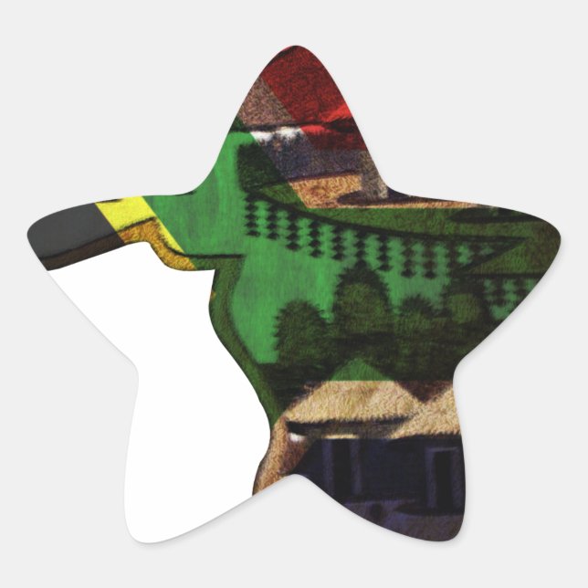 Vibrant Mosaic of Africa: Decorative Pattern Art  Star Sticker (Front)