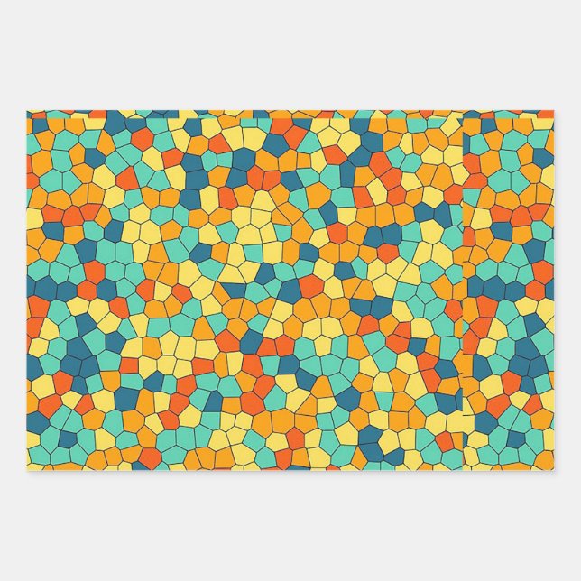 Vibrant mosaic pattern wrapping paper sheet (Front)