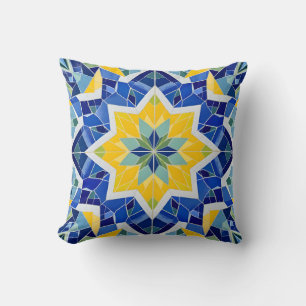 Vibrant Mosaic Star Pattern.Modern Outdoor Cushion