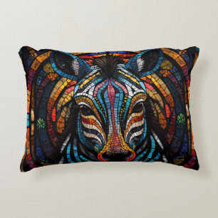 Vibrant Mosaic Zebra Decorative Cushion