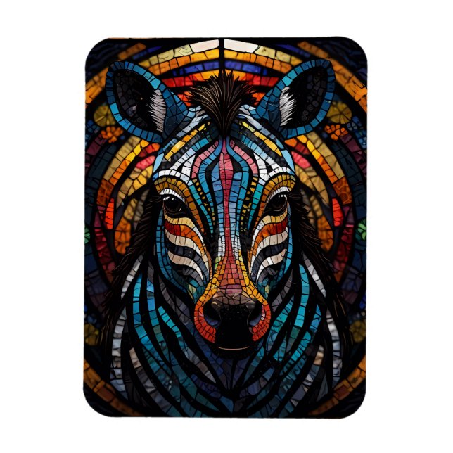 Vibrant Mosaic Zebra Magnet (Vertical)