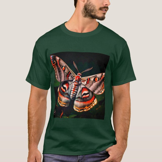 Vibrant Moth in Dreamlike Patterns T-Shirt (Front)