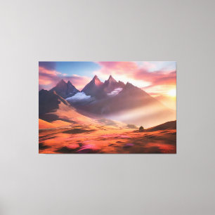 Vibrant Mountain and River Landscape Canvas Print