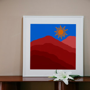 Vibrant Mountain Sunset Abstract Art Poster