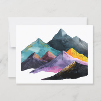 Vibrant Mountains Abstract Art Postcard