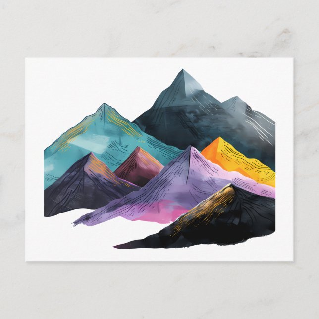 Vibrant Mountains Abstract Art Postcard (Front)