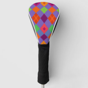 Vibrant Multi-Color Diamond Abstract Pattern Golf Head Cover