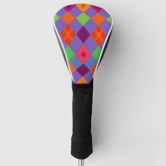 Vibrant Multi-Color Diamond Abstract Pattern  Golf Head Cover