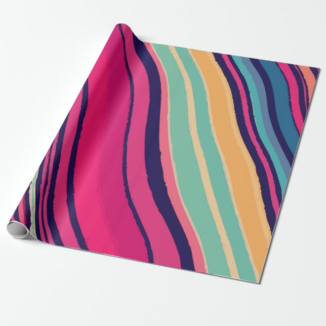 Vibrant Multi-Color Wavy Stripes – Abstract Modern Wrapping Paper (Unrolled)