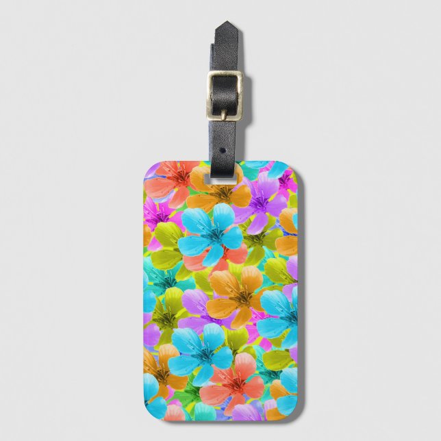 Vibrant Multi Colored Blossoms, Luggage Tag (Front Vertical)