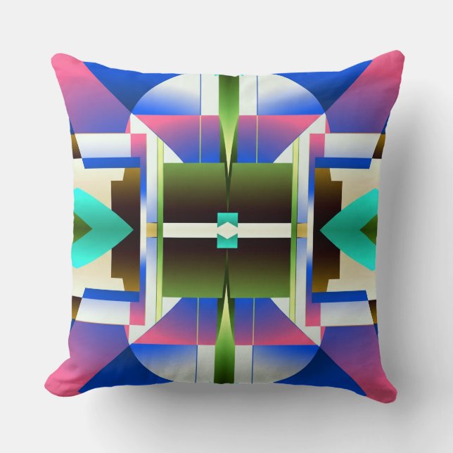 Vibrant multicolor all over fabric print pattern  cushion (Front)
