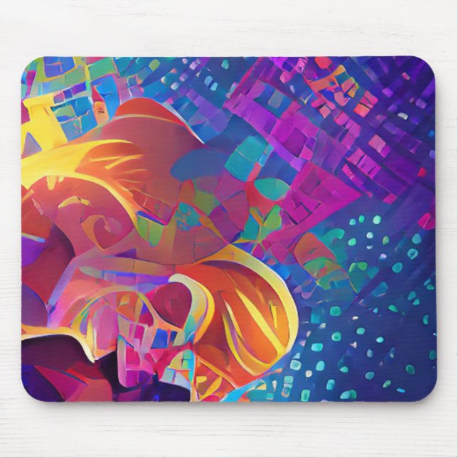Vibrant multicolor beautiful purple yellow fuchsia mouse mat (Front)
