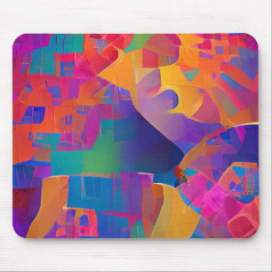 Vibrant multicolor beautiful purple yellow fuchsia mouse mat