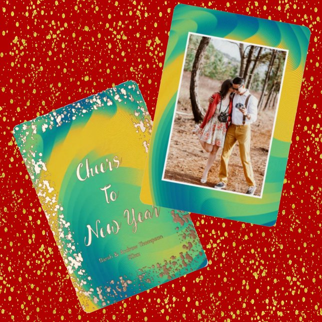 Vibrant Multicolor Cheers to New Year Photo Card  (Creator Uploaded)