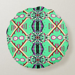 Vibrant multicolor classic fabric pattern design round cushion