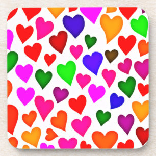 Vibrant Multicolor Heart Pattern Coaster